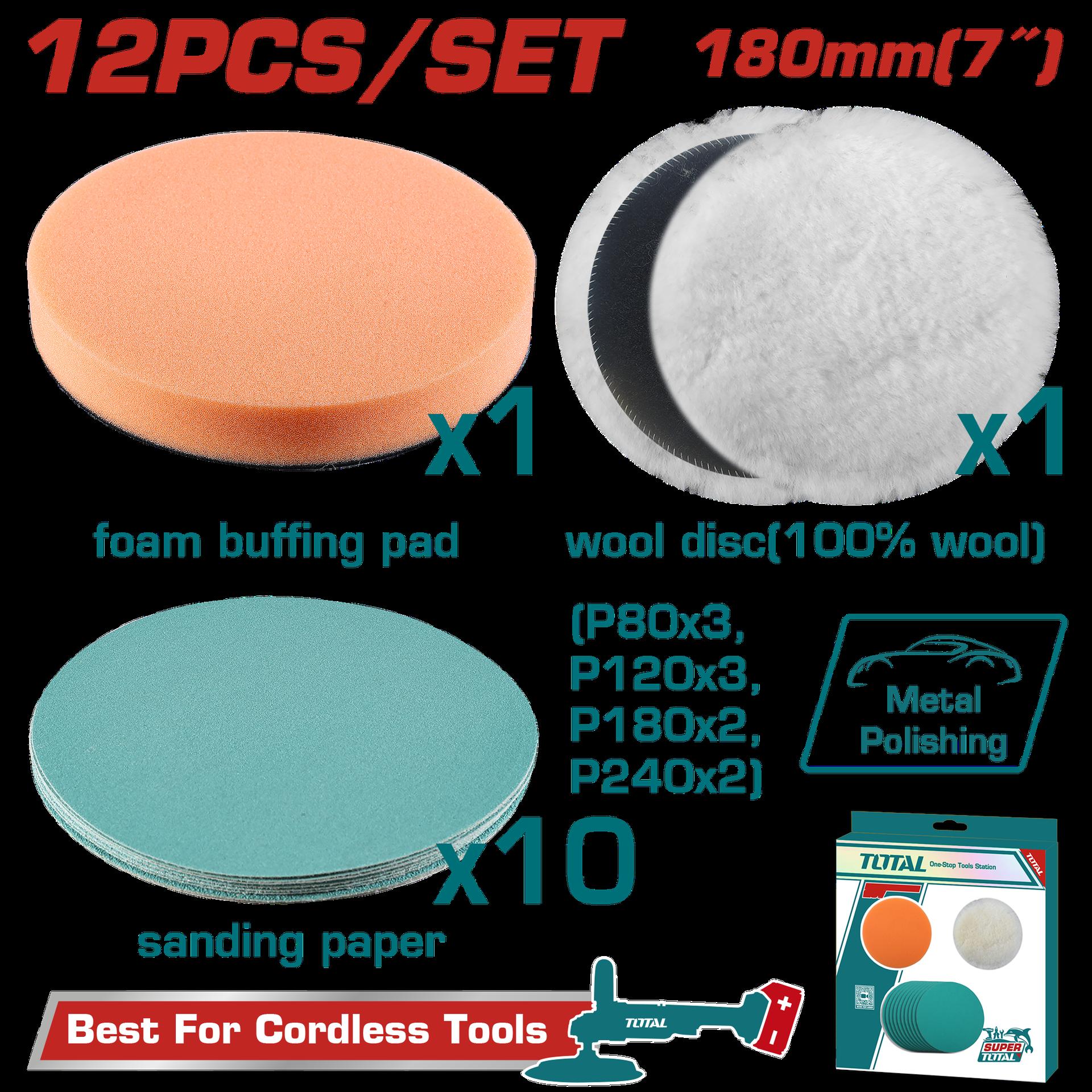 SET DE ALMOHADILLA PARA POLICHADORA (LANA-ALGODÓN-ESPUMA) X 12 PZS INDUSTRIAL TOTAL (TAC18012)