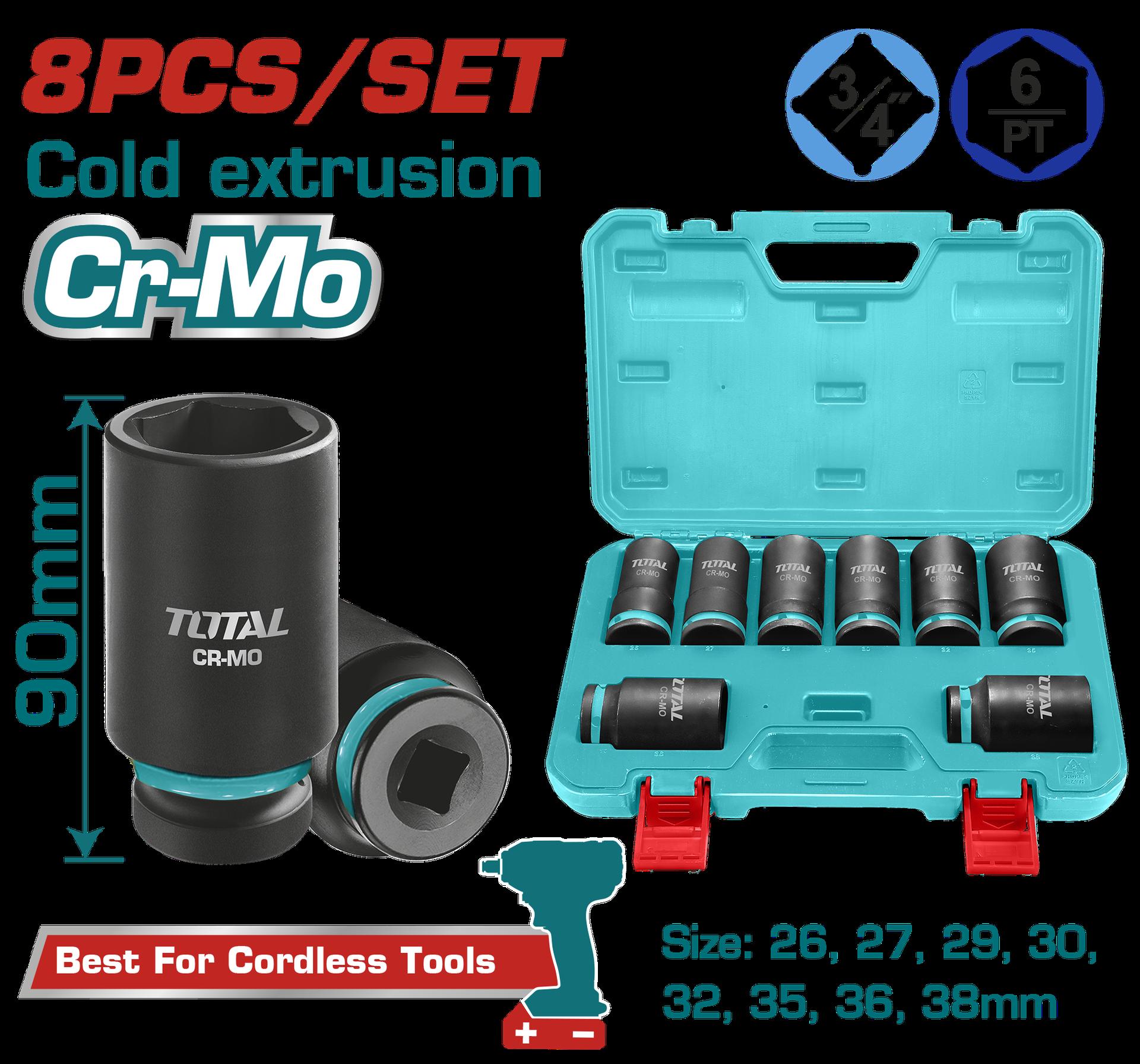 COPAS DE IMPACTO 3/4 JUEGO X 14 PZS 26 - 38 MM INDUSTRIAL TOTAL (THKISD34082L)