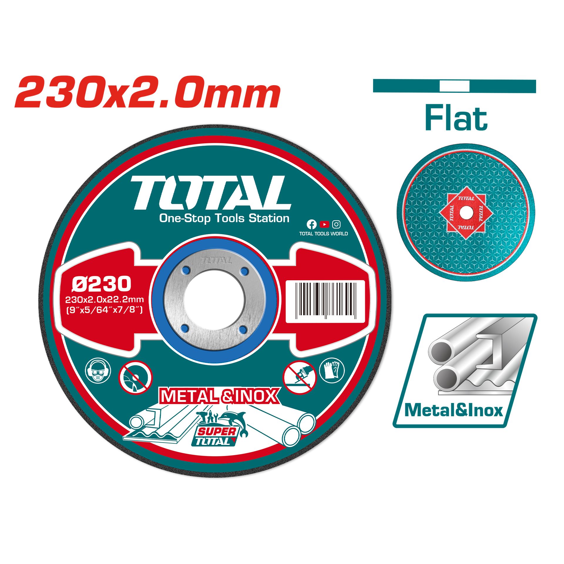 DISCO CORTE METAL/ACERO INOXIDABLE 9" SUPER TOTAL (TAC2202301)