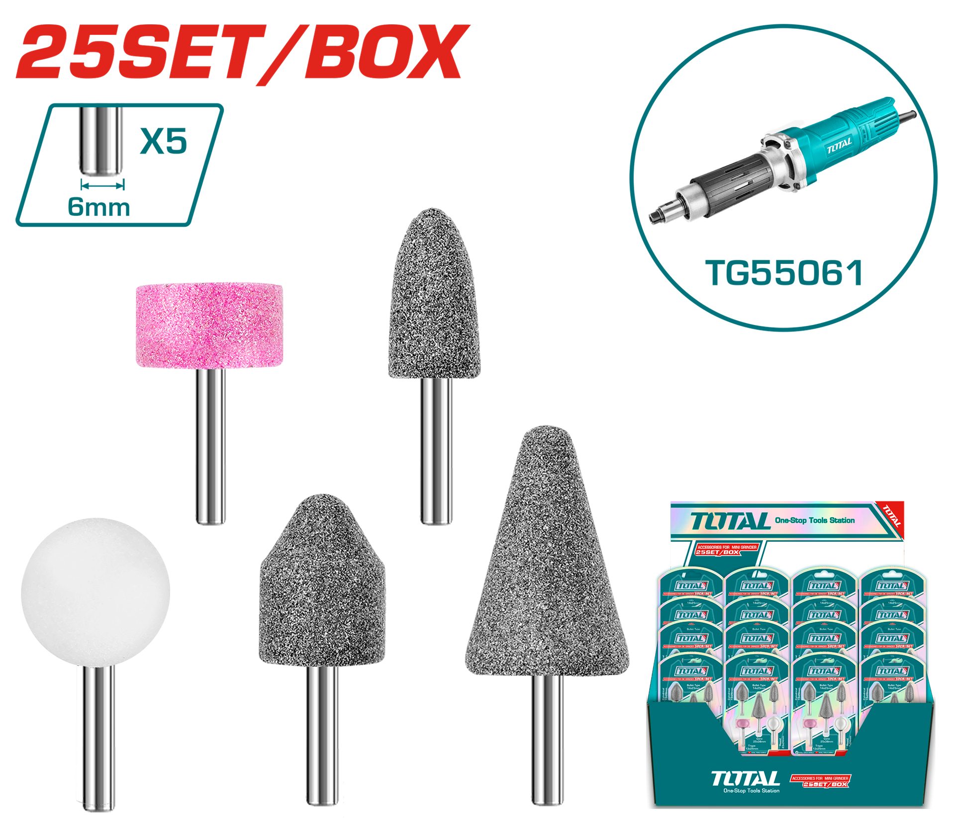 ACCESORIOS DE PIEDRA PARA MOTO TOOL 5 PZS TOTAL (TAKB0502)