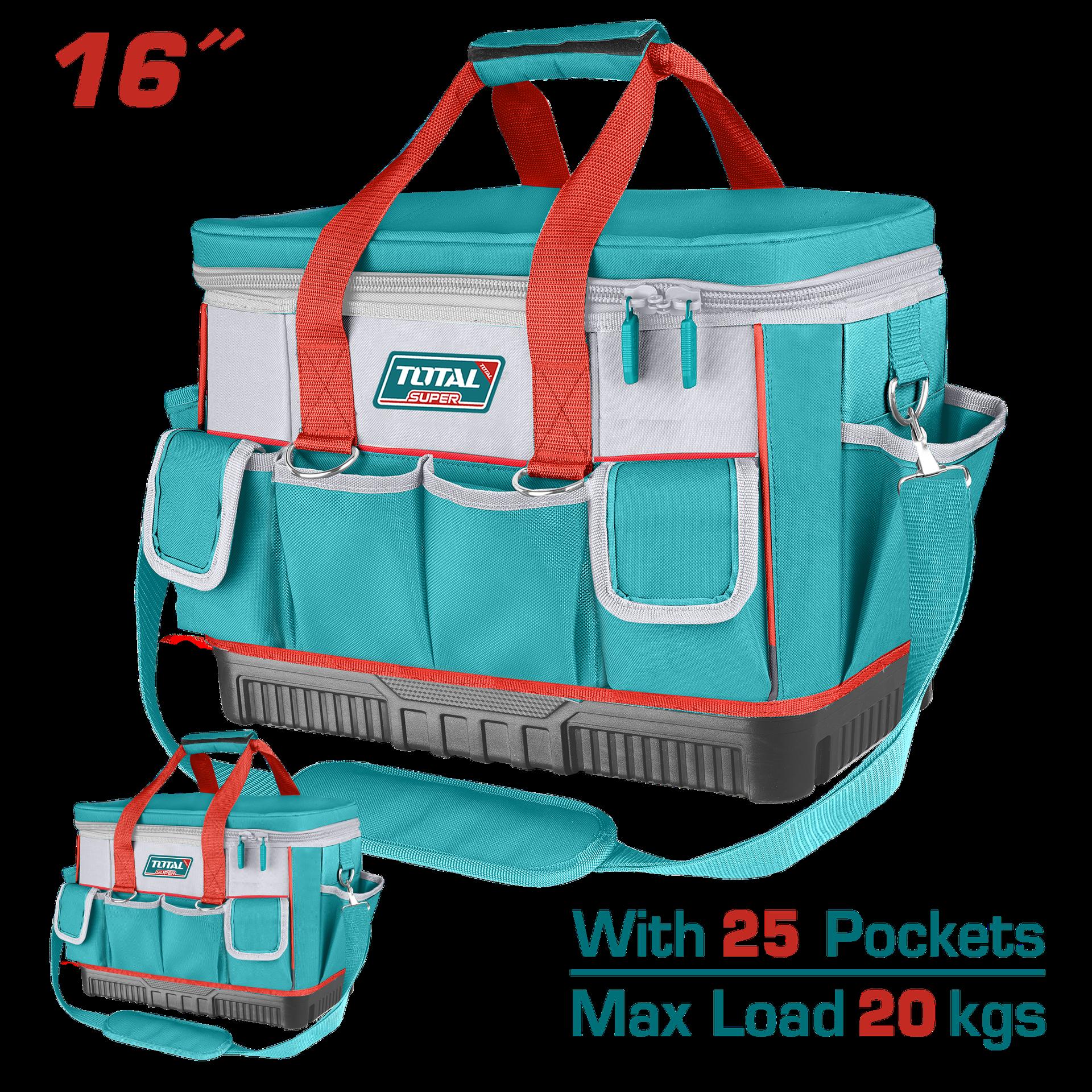 BOLSO DE HERRAMIENTAS 16 REFORZADO CAPACIDAD MAXIMA 20KG INDUSTRIAL SUPER TOTAL (THT561625)