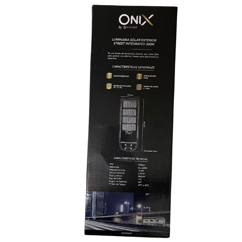 LUMINARIA SOLAR EXTERIOR  ONIX 200W 6500K INTEGRADA 2