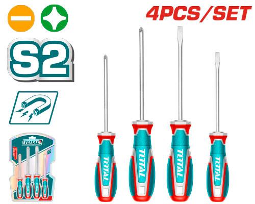 DESTORNILLADOR CROMO VANADIUM JUEGO X 4 PZS INDUSTRIAL TOTAL (TKSDS0426)  Item: 23896