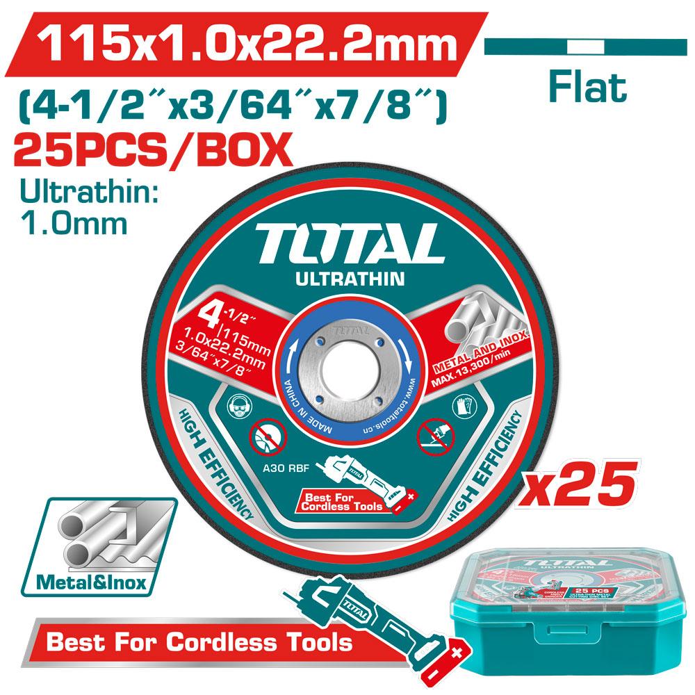 DISCO CORTE METAL/ACERO INOXIDABLE 4-1/2"" (PQT POR 25 UNDS) TOTAL (TAC1025115)  Item: 23920
