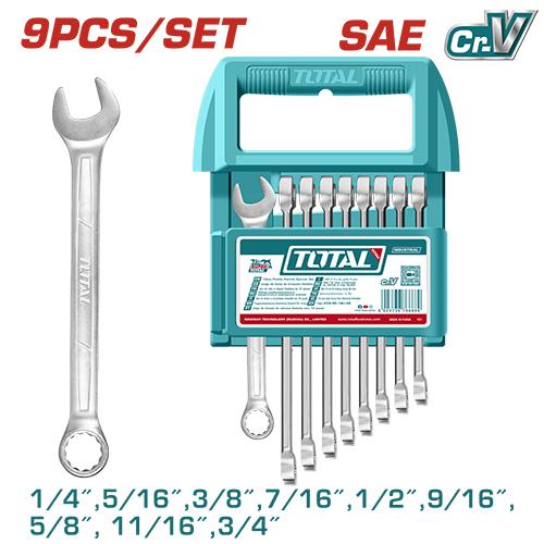 LLAVE MIXTA 1/4"" - 3/4"" JUEGO X 9 PZS INDUSTRIAL SUPER TOTAL (UTHT103296)  Item: 23841