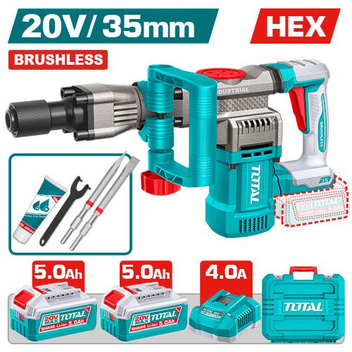 DEMOLEDOR SDS HEX INALAMBRICO 20V 16J INCLYE  2 BATERIAS 5.0AH, 1 CARGADOR  Y ACCESORIOS INDUSTRIAL SUPER TOTAL (UTDBLI203582)  Item: 23730