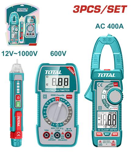 KIT MEDIDOR DE CORRIENTE DIGITAL INCLUYE PROBADOR - TESTER - PINZA INDUSTRIAL  SUPER  TOTAL (TMT23069)  Item: 23696