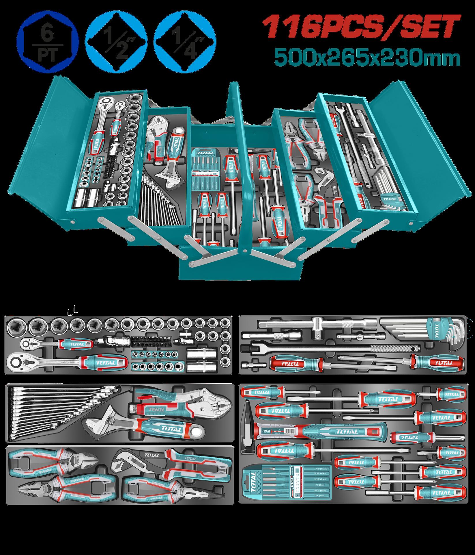 CAJA HERRAMIENTAS INCLUYE 116  PZS INDUSTRIAL METALICA TOTAL (THTCS351167)  Item: 23672