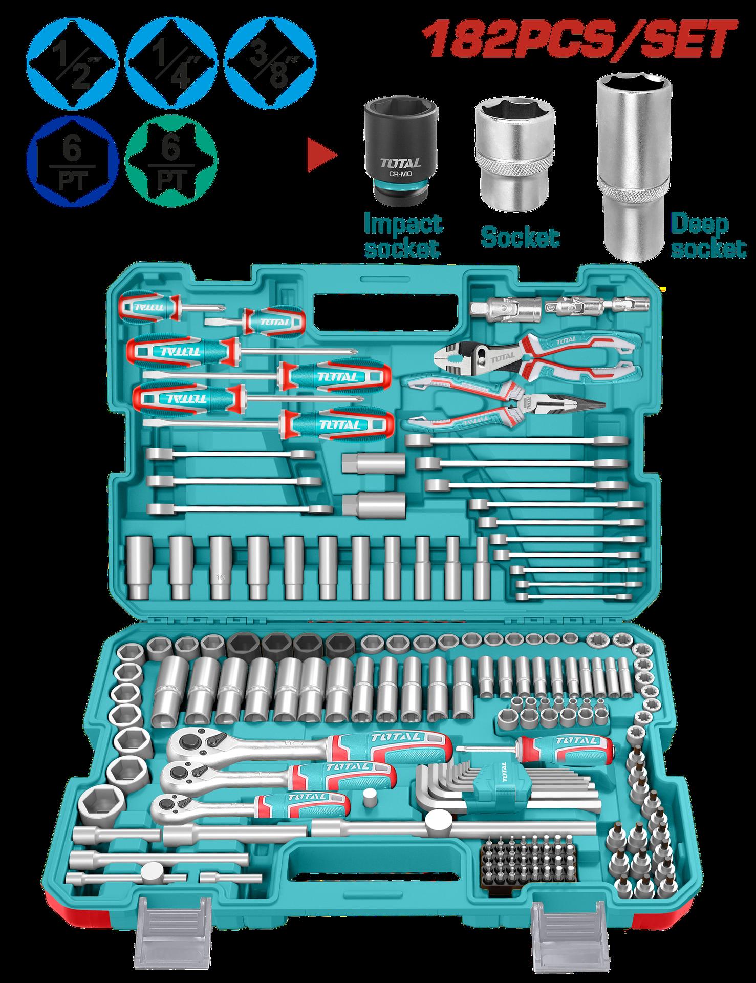 RACHE CON COPAS  1/2,1/4,3/8  X 182 PZS INDUSTRIAL SUPER TOTAL (THKTHP61827)  Item: 23671