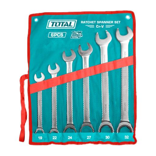 LLAVE MIXTA  CON RACHE JUEGO X 6 PZS 19-32MM CRV INDUSTRIAL SUPER TOTAL (THT102RK061)  Item: 22443