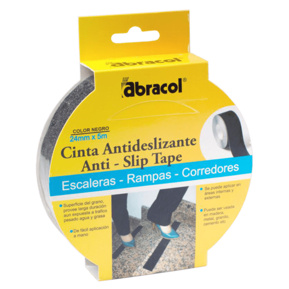 CINTA ANTIDESLIZANTE ABRACOL GRADA 1 X 5 MTS NEGRA (SCCIANTNEG24)