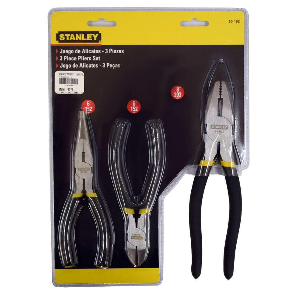 KIT ALICATE 8 CORTAFRIO 6 Y PINZA 6 STANLEY (90-162LA)(JUEGO X 3)