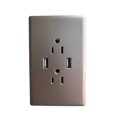 TOMA DOBLE POLO A TIERRA + USB X2 ZAFIRO ORO LINEA ARENA