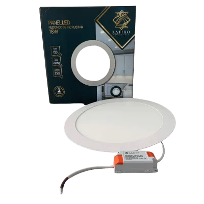PANEL LED ZAFIRO REDONDO 18W 8" INCRUSTAR LUZ BLANCA