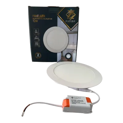 PANEL LED ZAFIRO REDONDO 12W 6" INCRUSTAR LUZ BLANCA