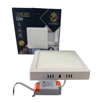 PANEL LED ZAIFRO CUADRADO 12W 6" SOBREPONER LUZ BLANCA