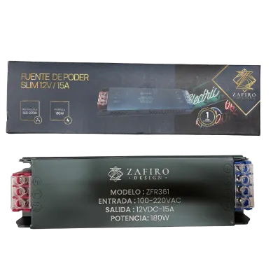 FUENTE DE PODER ZAFIRO SLIM 12V 15AMP