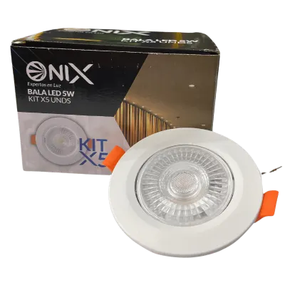 BALA LED 5W ONIX KIT*5PCS CALIDA/3000K CUADRADA
