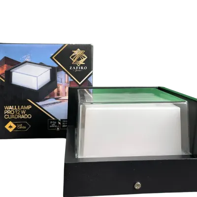 WALL LAMP ZAFIRO PRO 12W CUADRADO LUZ CALIDA IP65 EXTERIOR