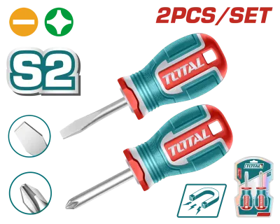 JUEGO DESTORNILLADORES X 2 PZS PUNTA IMANTADA (+)(-) 1/4 X 1 1/2" INDUSTRIAL SUPER TOTAL (TKSDS2226)