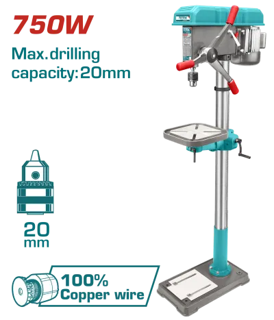 TALADRO DE BANCO 50/64" 750W INDUSTRIAL 16 VELOCIDADES TOTAL (UTDP207505)