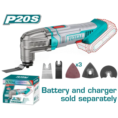 MULTIHERRAMIENTA INALAMBRICA OSCILANTE 20V + ACCESORIOS BATERIA Y CARGADOR NO INCLUIDO TOTAL (TMLI2022)