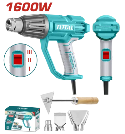 PISTOLA CALOR 1600W  INCLUYE 3 BOQUILLAS Y 1 RASCADOR  INDUSTRIAL TOTAL (UTB16078)