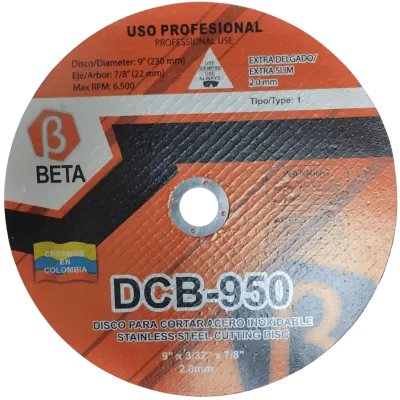 DISCO ABRASIVO PARA CORTE EN ACERO INIXIDABLE DE 9" X 7/8"