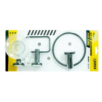 KIT ACCESORIOS PARA BAÑO X 3 PIEZAS NEGRO UDUKE (HT2165)