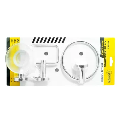 KIT ACCESORIOS PARA BAÑO X 3 PIEZAS CROMADO UDUKE (HT2164)