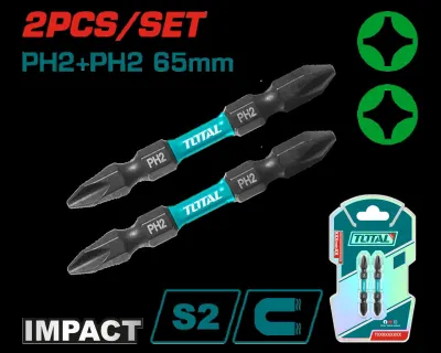 PUNTAS TALADRO INDUSTRIAL DOBLE PUNTA IMANTADA 65MM (+) (+) JUEGO X 2 PZS SUPER TOTAL (TACIM72PH265)