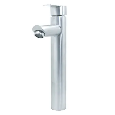 LLAVE LAVAMANOS MONOCONTROL ACERO INOXIDABLE REDONDA SATINADA ALTA 30 CM UDUKE (HT2037)