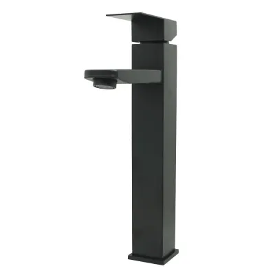 LLAVE LAVAMANOS MONOCONTROL ACERO INOXIDABLE CUADRADA NEGRAALTA 30CM UDUKE (HT2031)