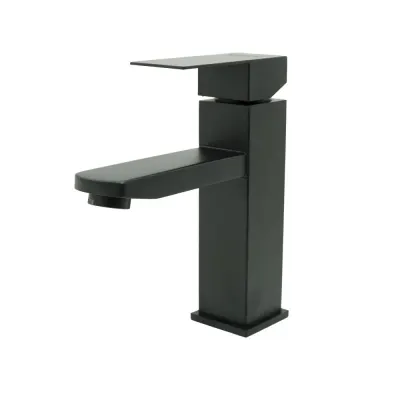 LLAVE LAVAMANOS MONOCONTROL ACERO INOXIDABLE NEGRO BAJA 18 CM UDUKE (HT2030)