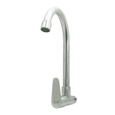 LLAVE LAVAPLASTOS CUELLO GANSO PARED ALETA ACERO INOXIDABLE SATINADA UDUKE (HT2044)