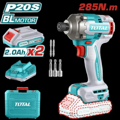 ATORNILLADOR DE IMPACTO INALAMBRICO 1/4 20V INCLUYE 2 BATERIAS, CARGADOR Y 5 ACCESORIOS CAJA PLASTICA INDUSTRIAL SUPER TOTAL (UTIRLI2028)