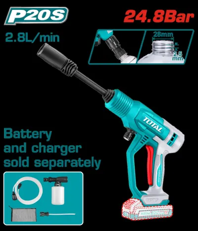HIDROLAVADORA INALAMBRICA 20V PORTATIL BATERIA Y CARGADOR NO INCLUIDO SUPER TOTAL (TPWLI2036)