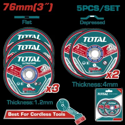 JUEGO DE DISCOS DE CORTE Y DESBASTE 3" X 5 PCS (3 DE CORTE Y 2 DE DESBASTE) SUPER TOTAL (TAC303768)