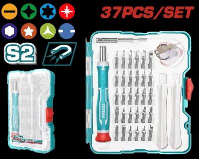 JUEGO DE DESTORNILLADORES PUNTAS INTERCAMBIABLES  IMANTADAS X 37 PZS TOTAL (TACSD30376)