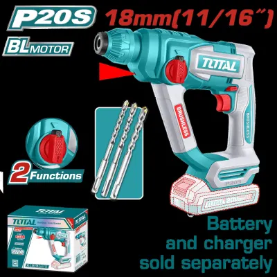 TALADRO INALAMBRICO ROTOMARTILLO SDS PLUS 11/16 BATERIA Y CARGADOR NO INCLUIDO SUPER TOTAL  (TRHLI20188)