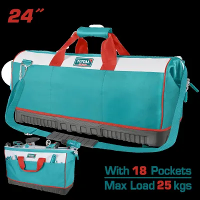 BOLSO DE HERRAMIENTAS 24 REFORZADO  CAPACIDAD MAXIMA 25KG INDUSTRIAL SUPER TOTAL (THT16242)