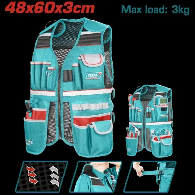 CHALECO PORTA  HERRAMIENTA DE 17 BOLSILLOS INDUSTRIAL CAPACIDAD MAXIMA 3KG SUPER TOTAL (TTVT16025)