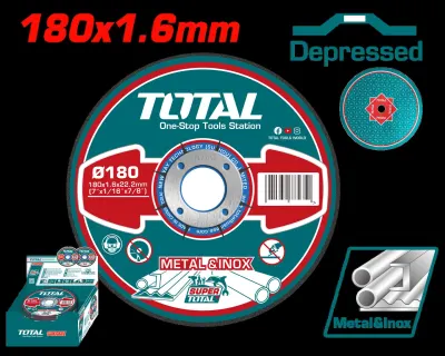 DISCO CORTE METAL/ACERO INOXIDABLE 7" CENTRO CONCAVO SUPER TOTAL (TAC2161802)