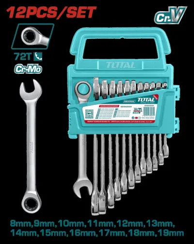 LLAVE MIXTA CON RACHE  8 - 19 MM JUEGO X 12 PZS  INDUSTRIAL SUPER TOTAL (THT102RK0126)