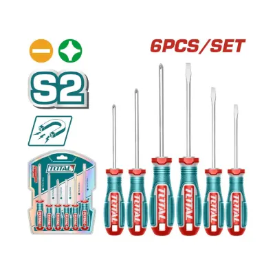 JUEGO DESTORNILLADORES X 6PZS  (+)(-) + DESTORNILLADOR CON PUNTAS INTERCAMBIALES (20 PUNTAS) INDUSTRIAL SUPER TOTAL(TKSDS2726)