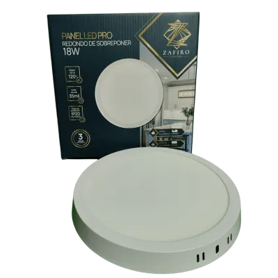 PANEL LED ZAFIRO REDONDO 18W 8" SOBREPONER LUZ BLANCA