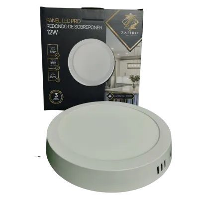 PANEL LED ZAFIRO REDONDO 12W 6" SOBREPONER LUZ BLANCA