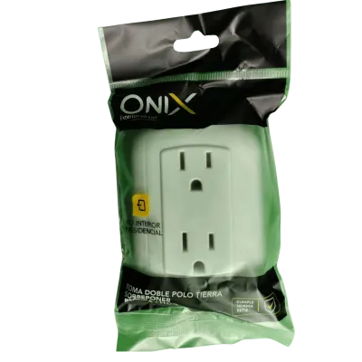 TOMA DOBLE POLO TIERRA SOBREPONER ONIX BLANCO/LUJO