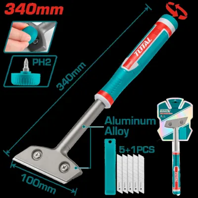 RASPADOR 100MM X 340MM INCLUYE 5 CUCHILLAS INDUSTRIAL  SUPER TOTAL (TGS3088)