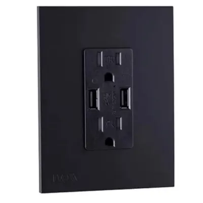 TOMA DOBLE + USB +TIPO C CARGA RAPIDA ZAFIRO NEGRO LINEA URBANO